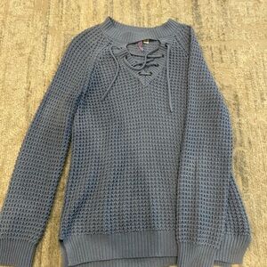 Blue Lace-Up Women's Sweater